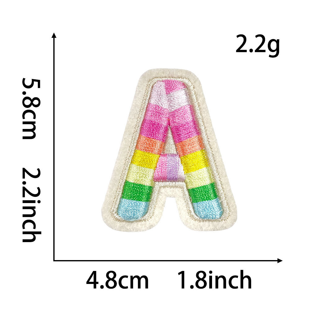 Wholesale Rainbow 3D Embroidered 26 Alphabet Letter Patches Self Adhesive DIY Fashion Accessory For Shoes Hats