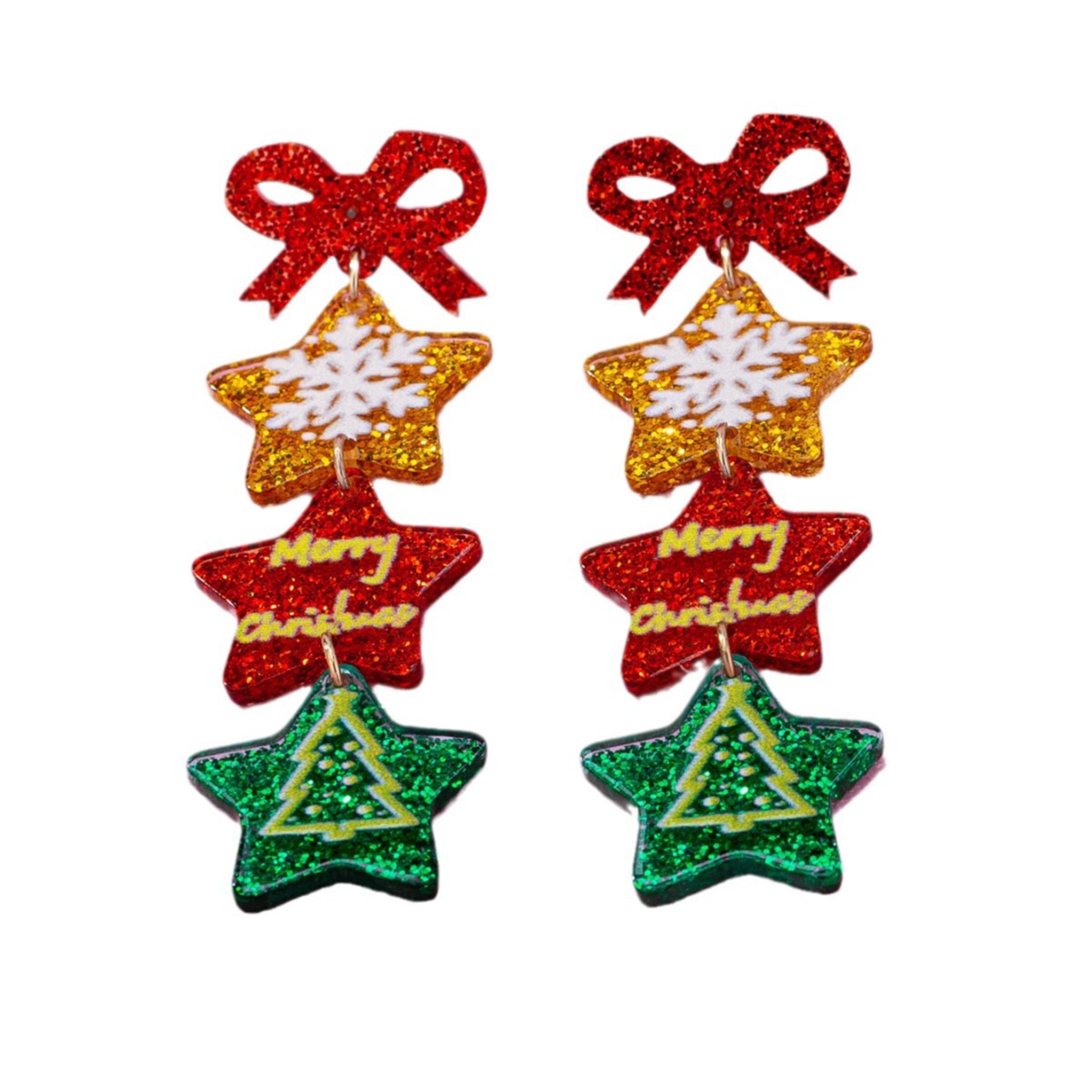 Wholesale Christmas Tree star Acrylic Earrings