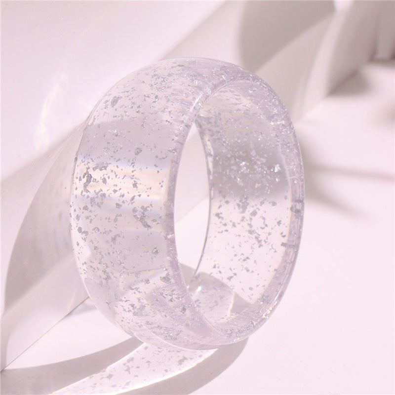 Wholesale Smudged Transparent Glitter Round Resin Bracelet