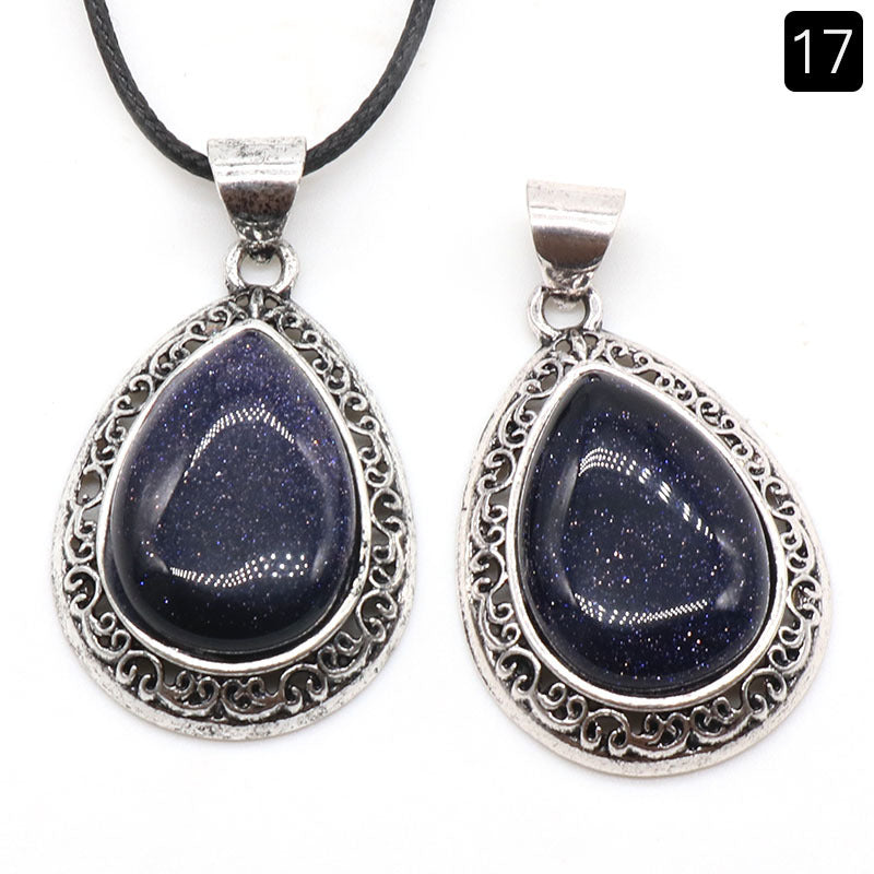 Wholesale Natural crystal agate semi-precious stone teardrop pendant