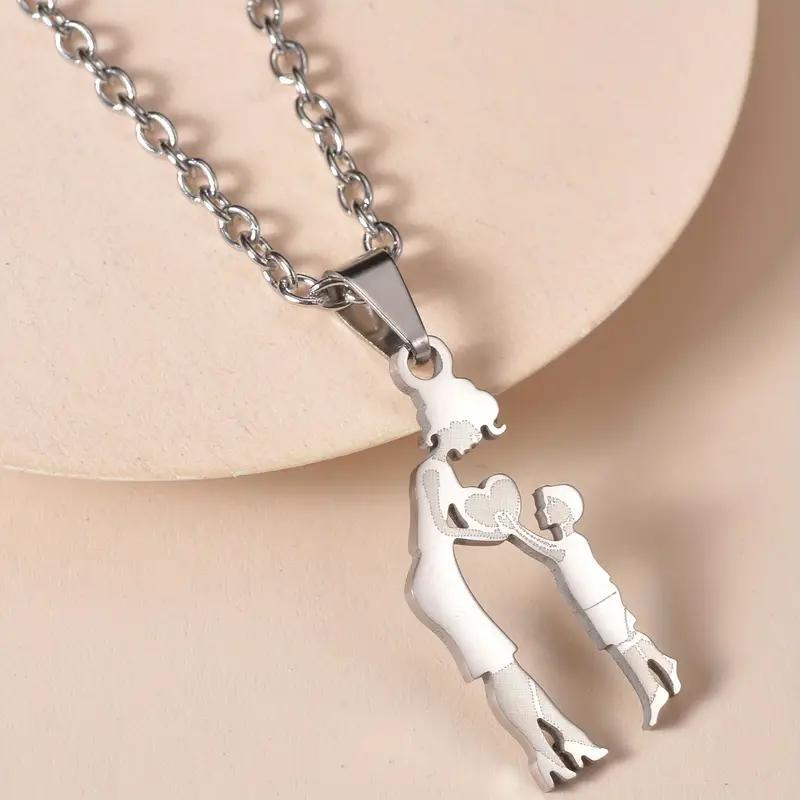 Wholesale Stainless steel mother and daughter son necklace