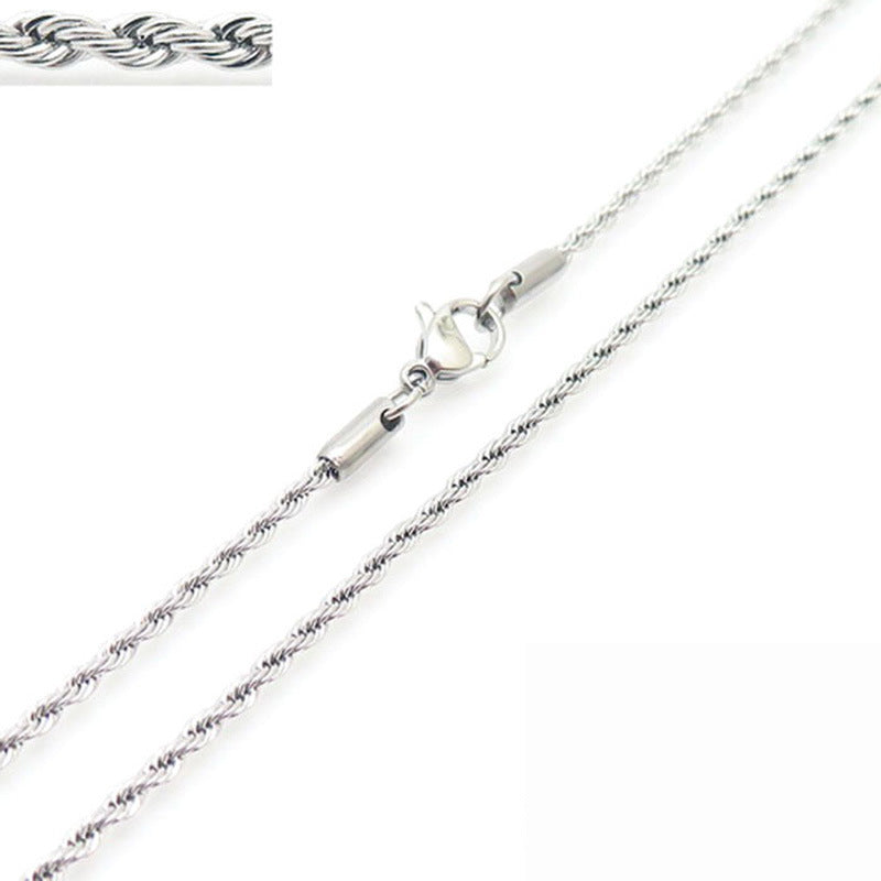 Wholesale Personality Hip-hop Fashion Button Rope Plain Chain Titanium Steel Multi-color Multi-size Necklaces