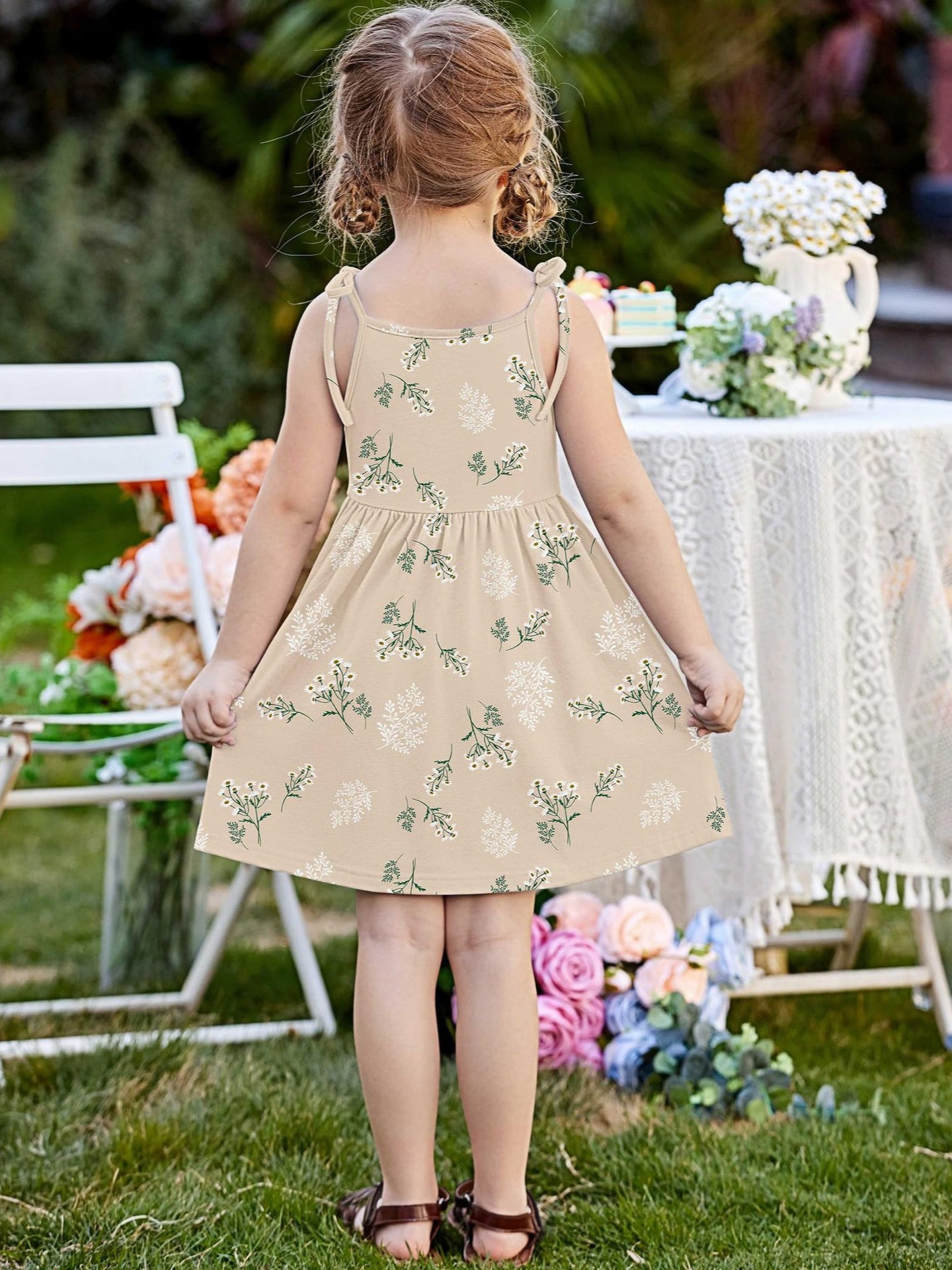 Wholesale Stylish Cotton Baby Girl Sleeveless Printed Dress With Pockets For Summer Everyday Wear And Resale