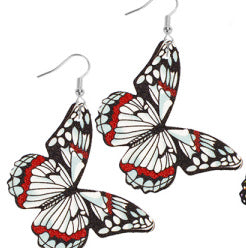 Wholesale Butterfly Wings Simulated Butterfly Double Sided Printed Leather Earrings