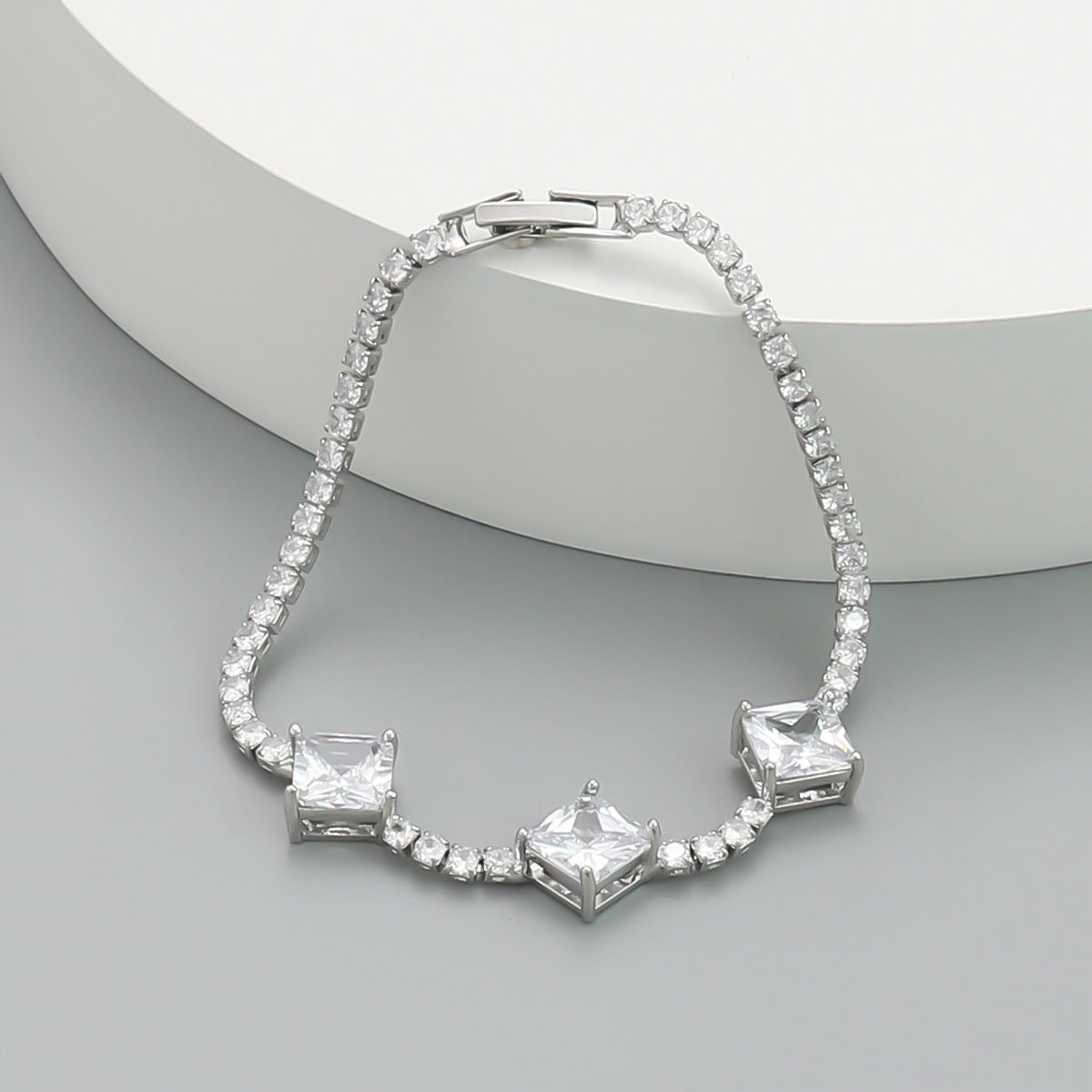 Wholesale Full Diamond Square Copper Bracelet