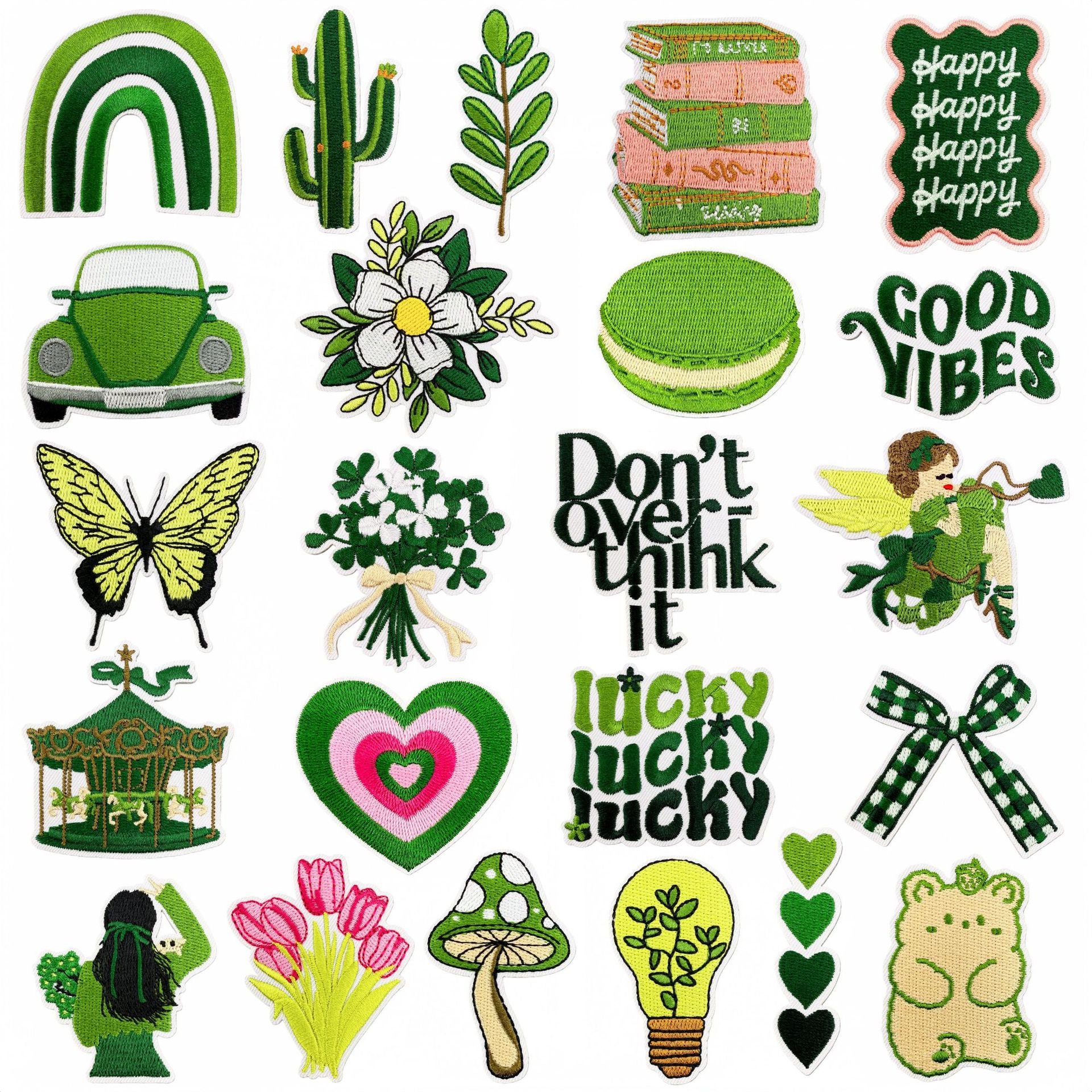 Wholesale Forest Fairy Embroidered Patches Green Macaron Design Iron On Applique Fashion Decorative Gift