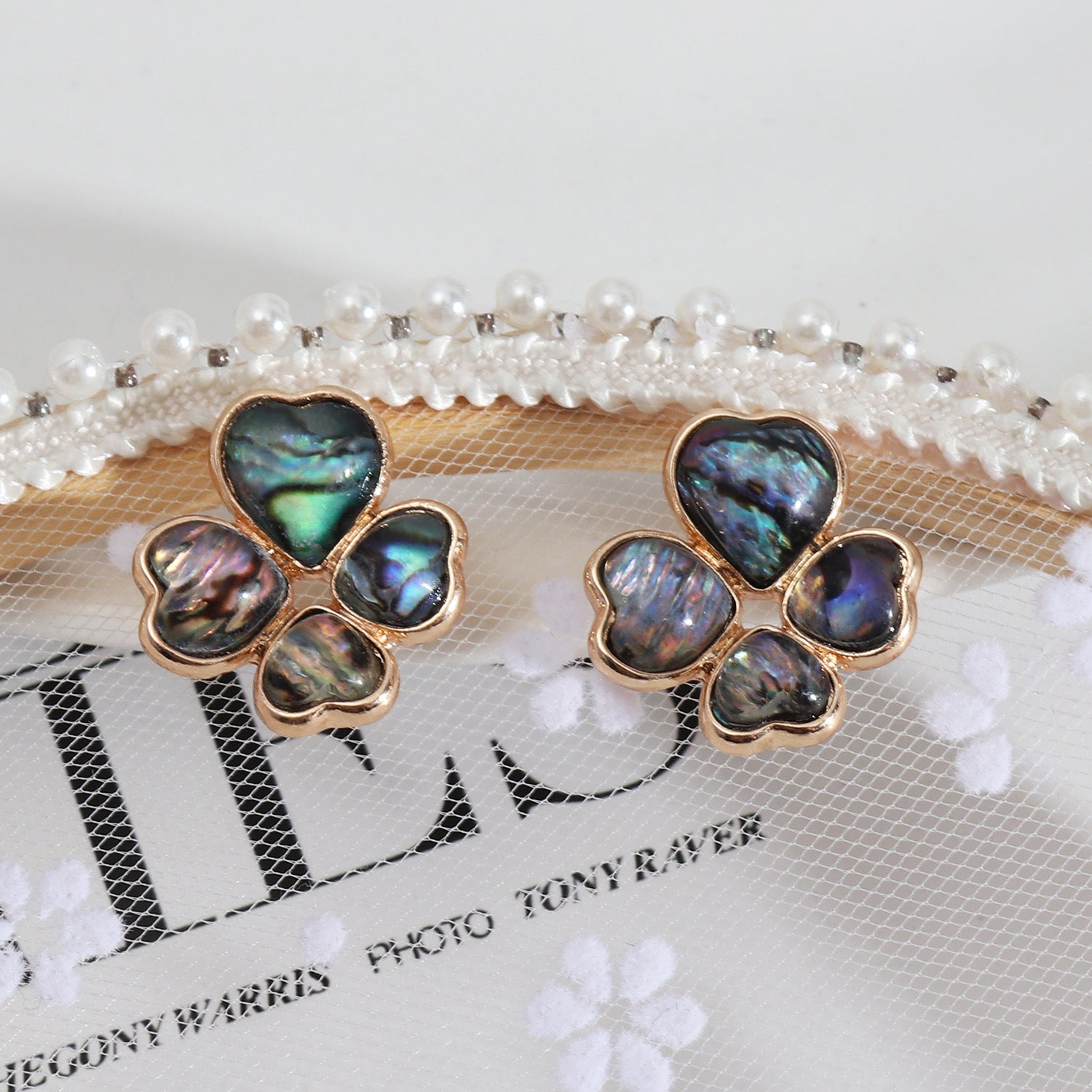 Wholesale Four-leaf Flower Fashion Abalone All-match Trendy Earrings