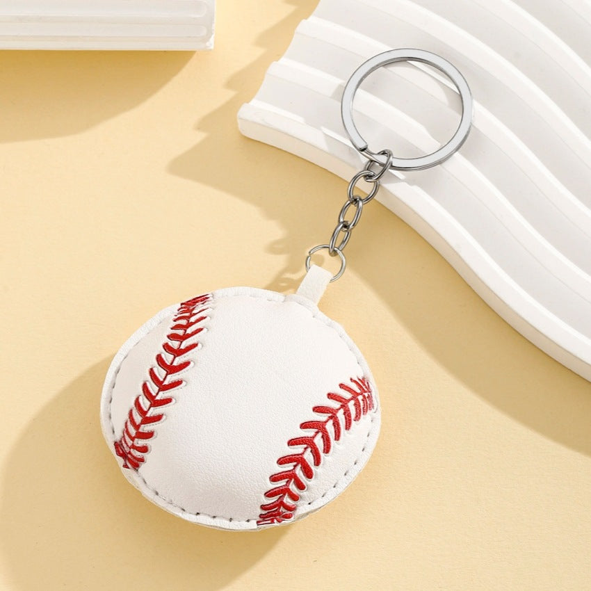 Wholesale Sport style PU padded cotton ball keychain pendant