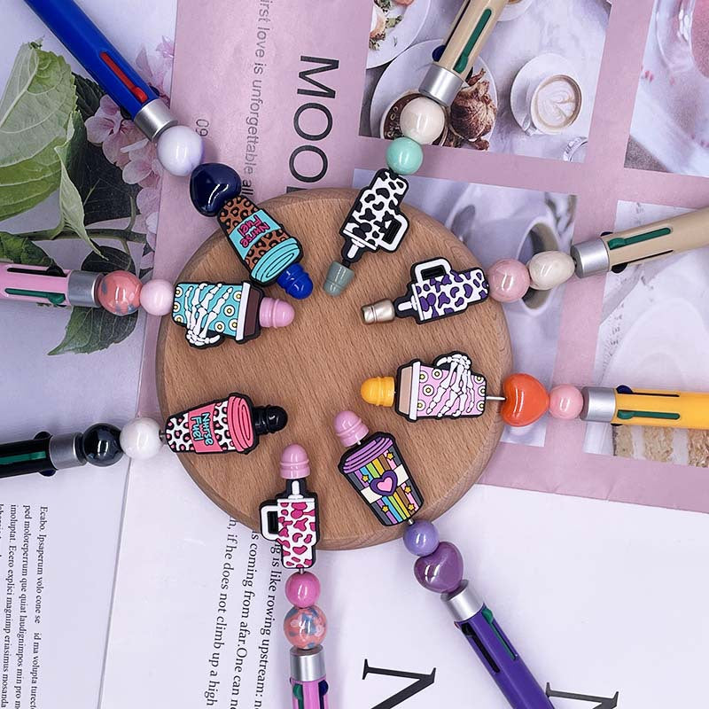 Wholesale Random100pcs Dairy Cup  PVC Soft Glue Travel Cup Focal Beads