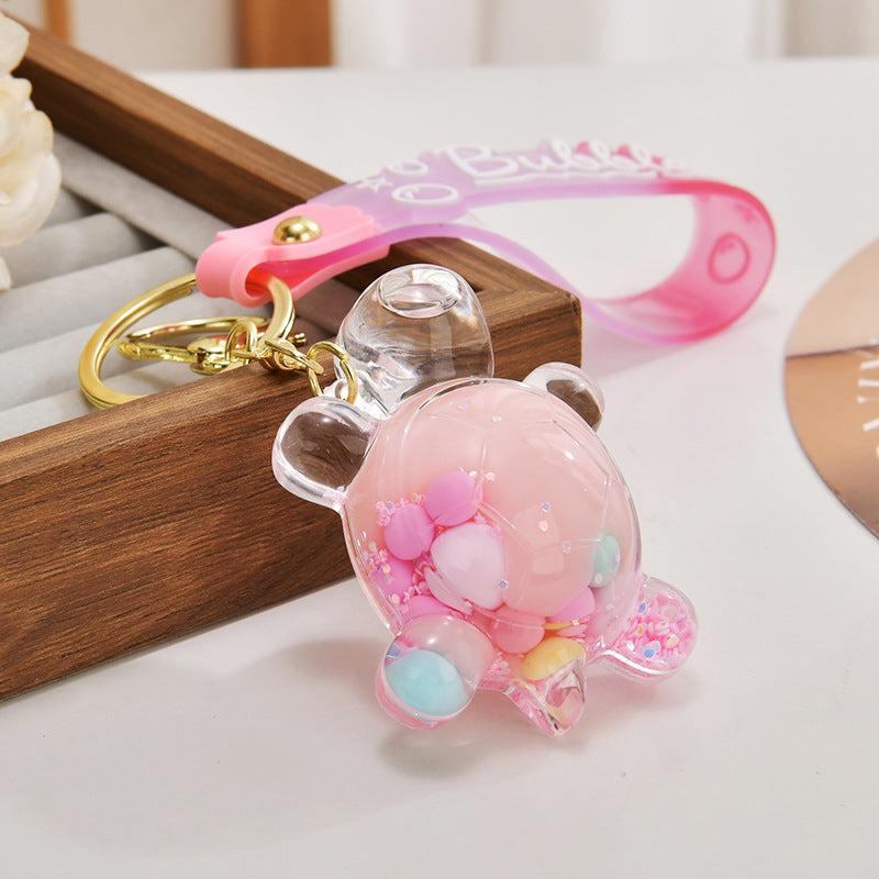 Wholesale Acrylic flowing sand turtle keychain