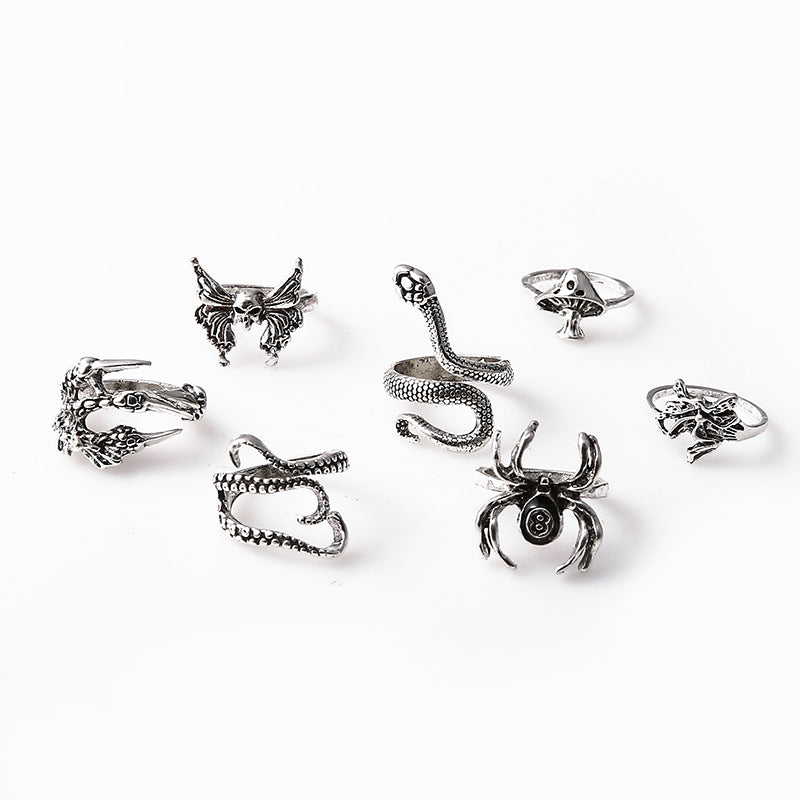 Wholesale Halloween Skull Snake Octopus Animal Ring Set