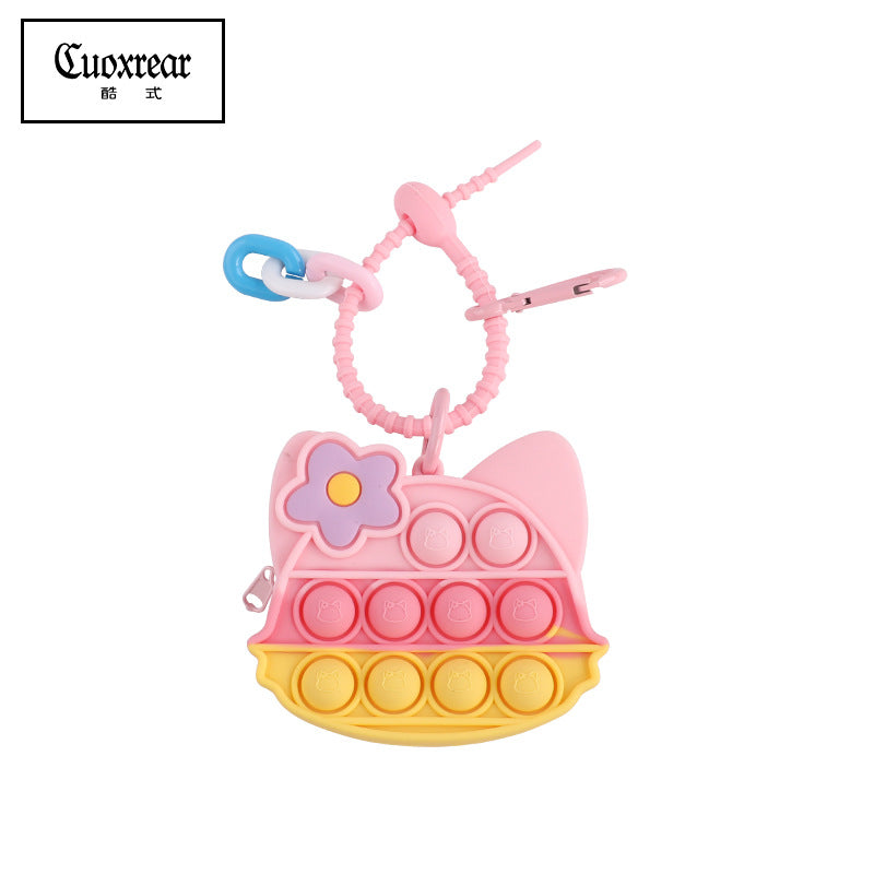 Wholesale Cute Unzipped Coin Purse Cartoon Silica gel Keychain