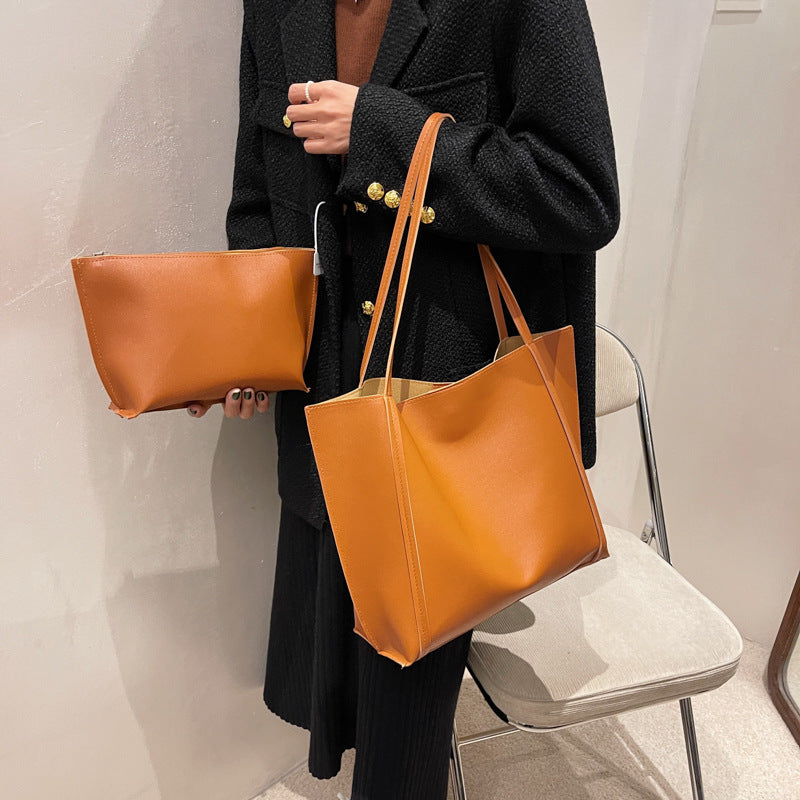 Wholesale PU Solid Color Tote Bag Shoulder Bag