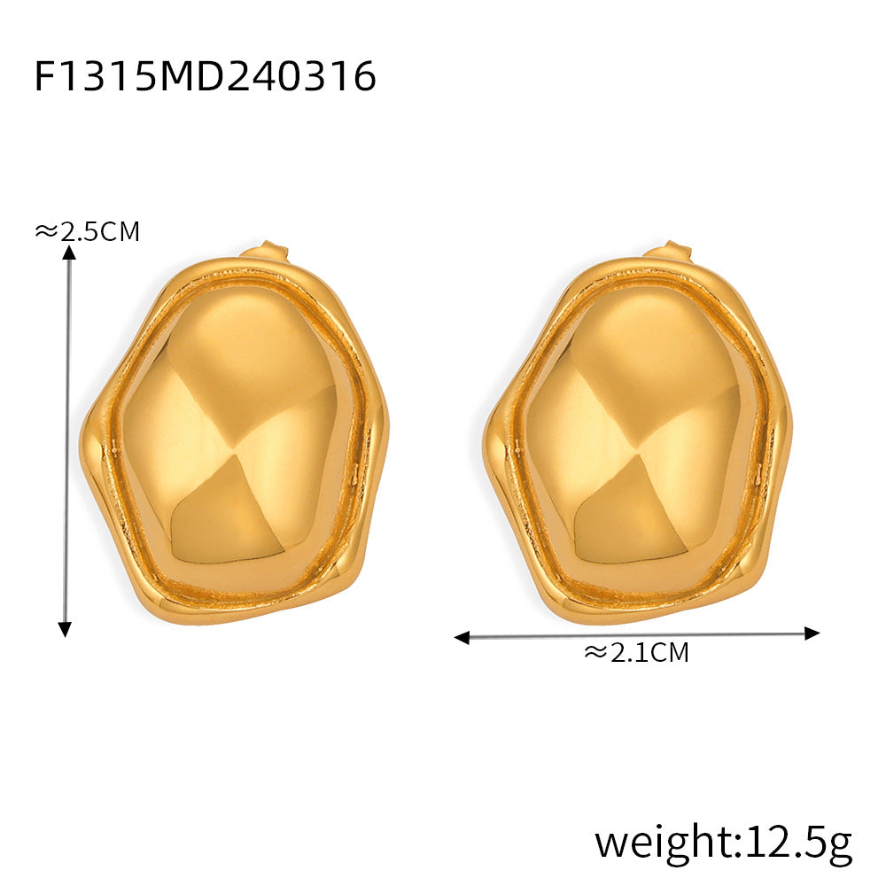 Wholesale Multi-layered Line Texture Stitching Titanium Steel 18k Gold Plated Earrings