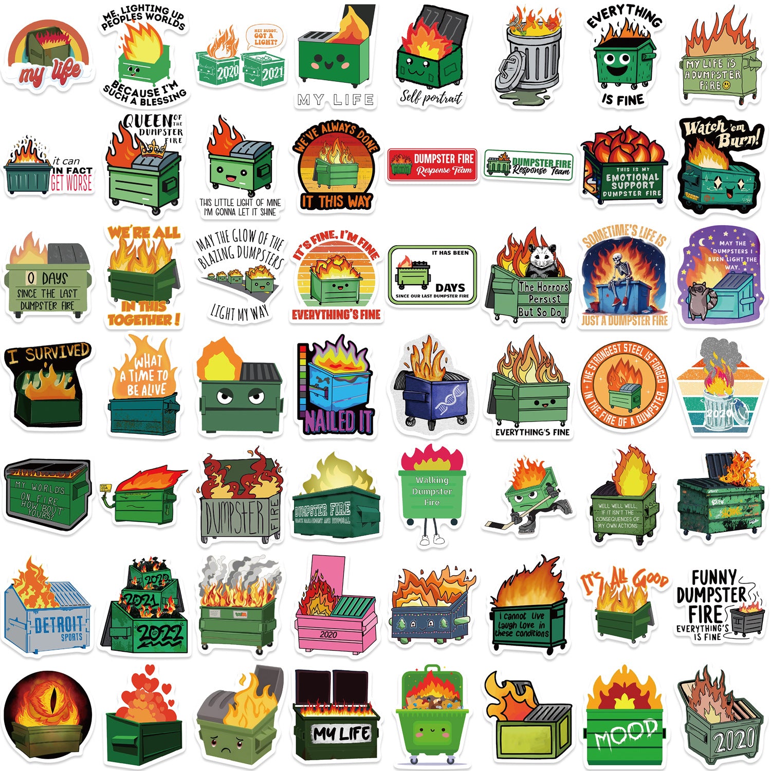 Wholesale  cartoon dustbin fire series stickers DIY stickers