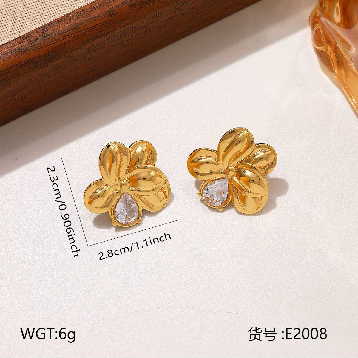 Wholesale Stainless steel earrings vacation style pearl flower earrings for women
