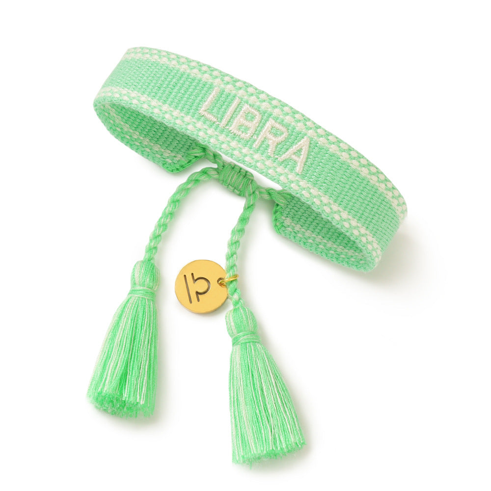 Wholesale Twelve Zodiac Signs Embroidered Letters Braided Bracelet