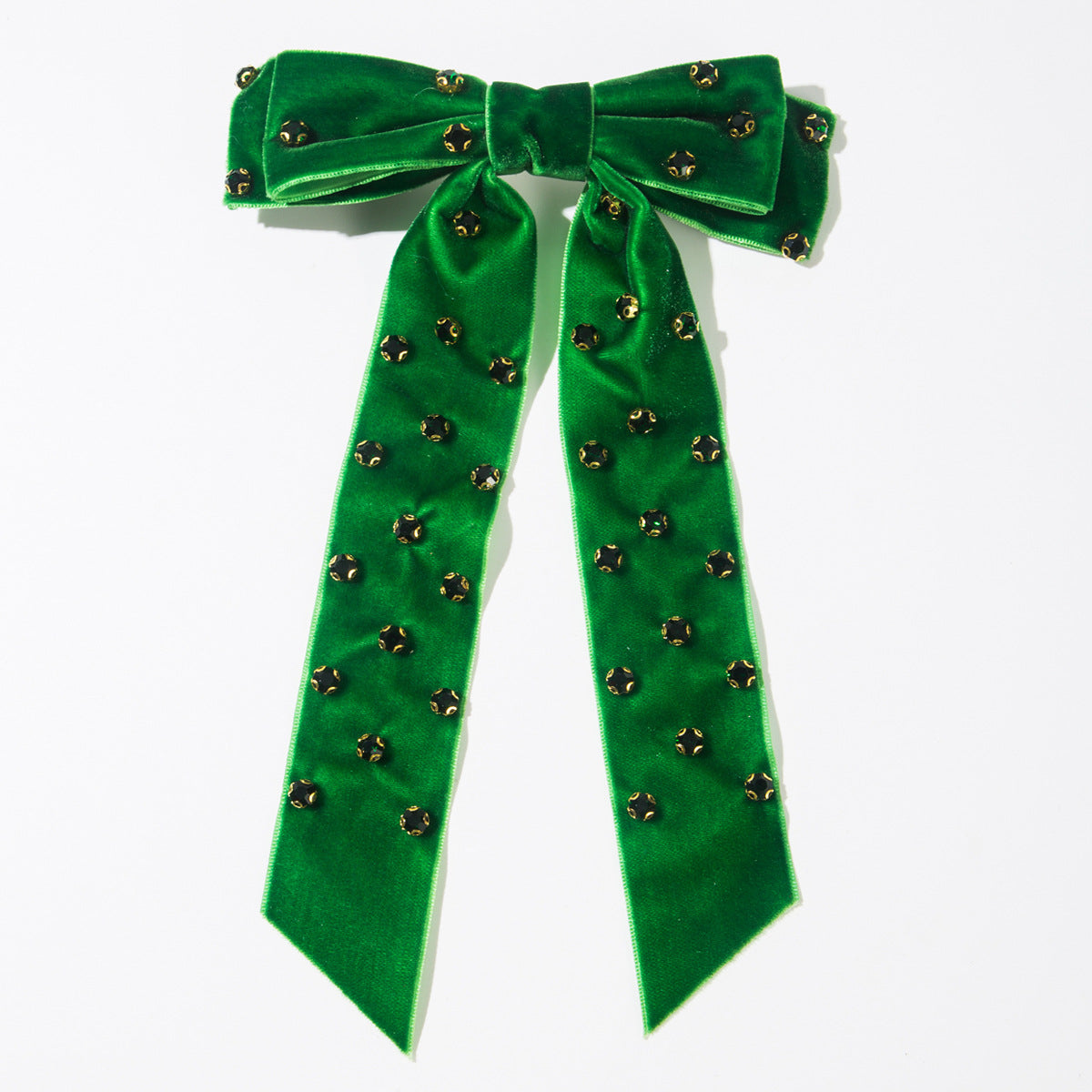 Hairpin Flocking High-End Diamond Spring Clip Double-Layer Bow Fashionable Ladylike Elegant Versatile Hair