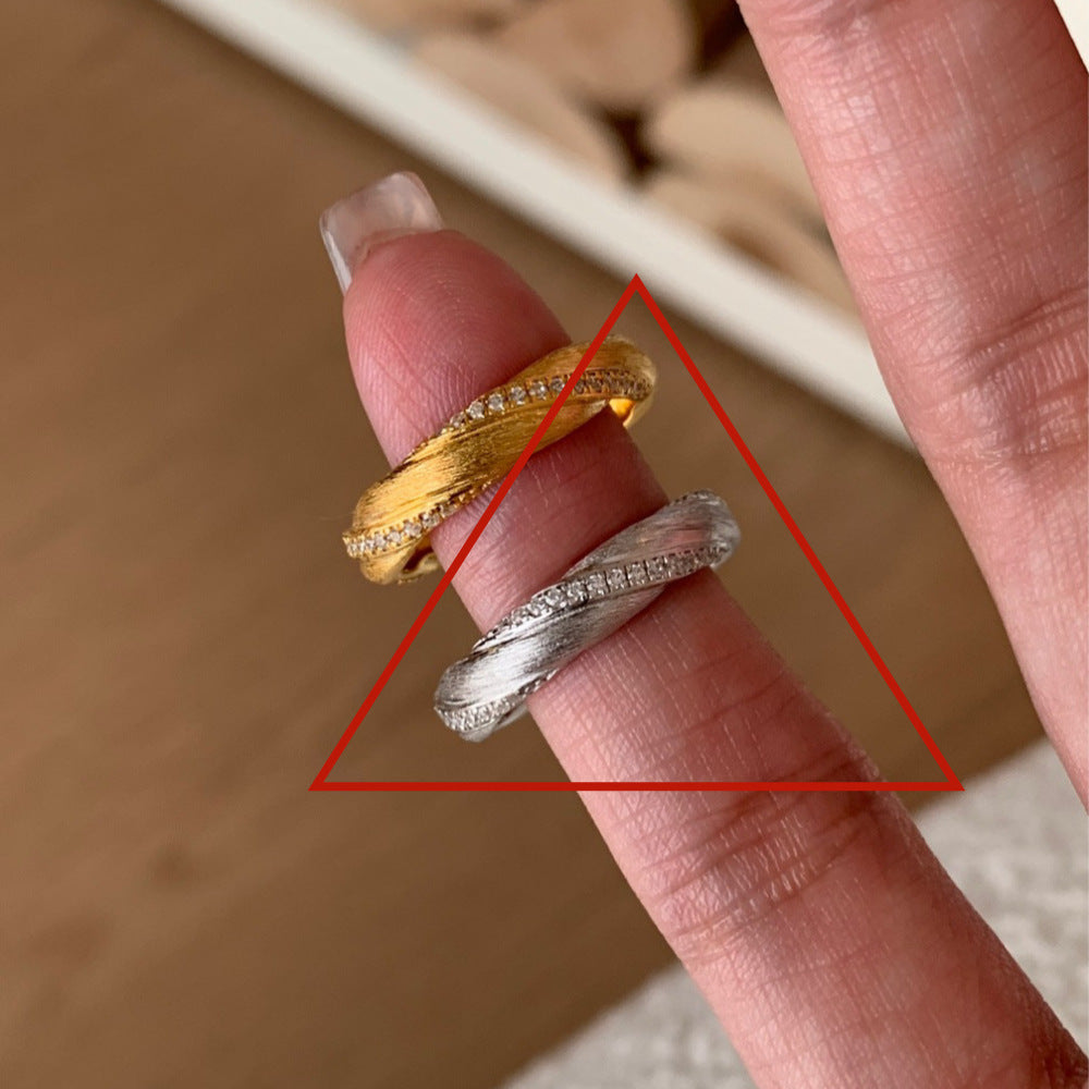 Wholesale Middle Ages Brushed 925 Sterling Silver Light Luxury High-end Gold Rings