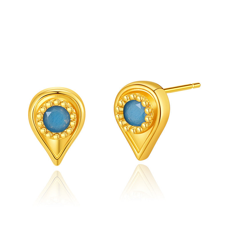 Wholesale Turquoise Brass Plated 18K Real Gold Earrings
