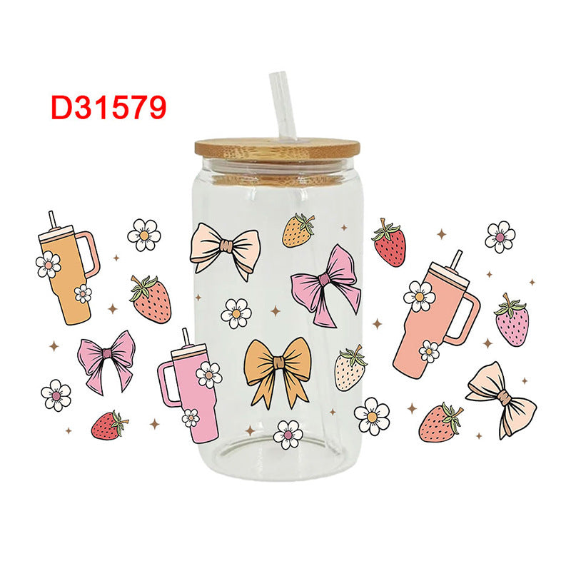 Wholesale Pink Cake Drink Series  16oz Cup UV DTF Wraps