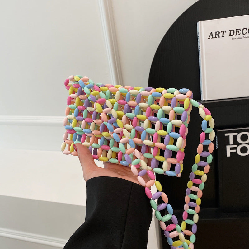 Bolso acrílico hecho a mano al por mayor terminado bolso tejido de cuentas