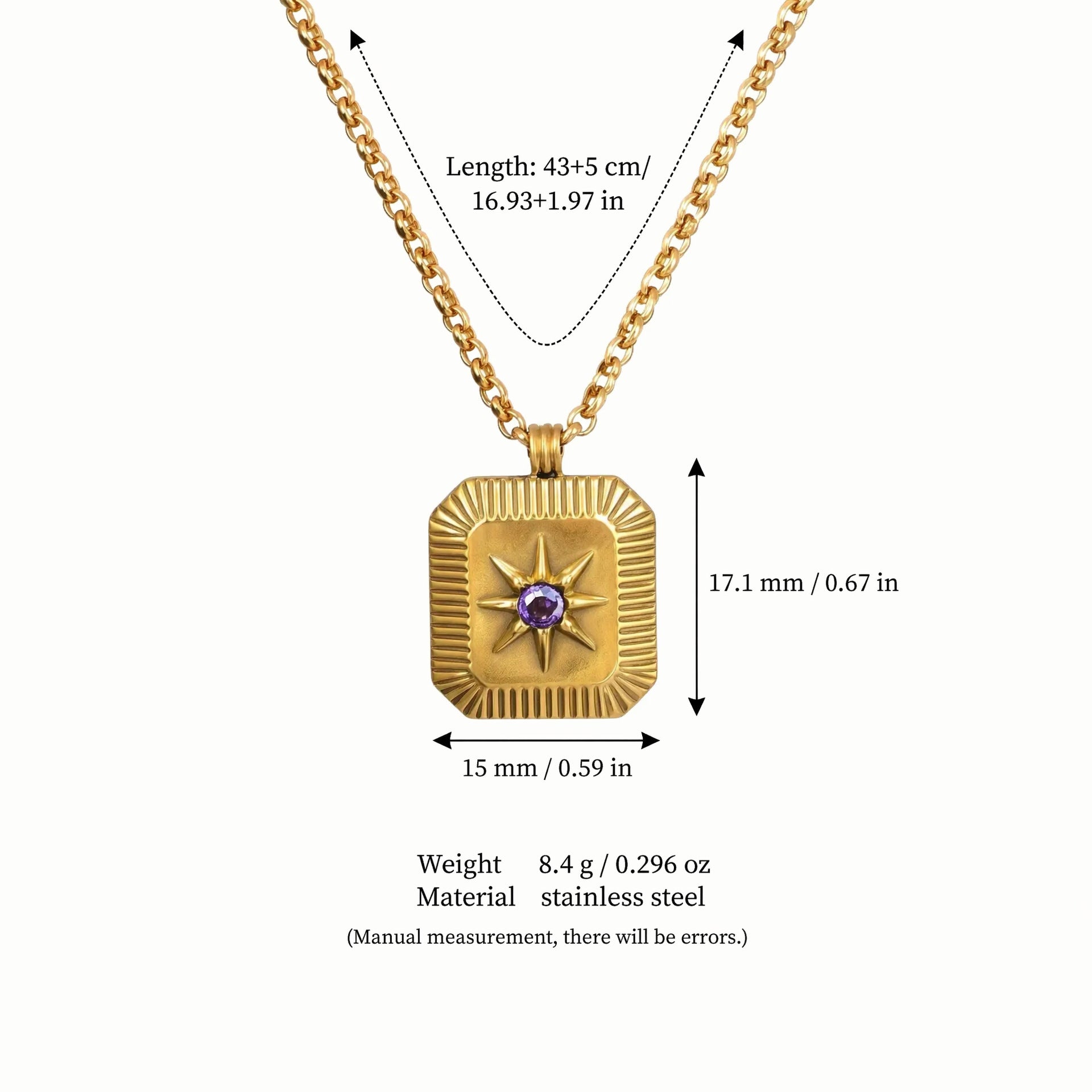 Wholesale 18K Gold Plated Eight Pointed Star Birthstone Pendant Necklace Sun Moon Star Charm Trendy Fashion Jewelry Accessory Boutique Resale Gift