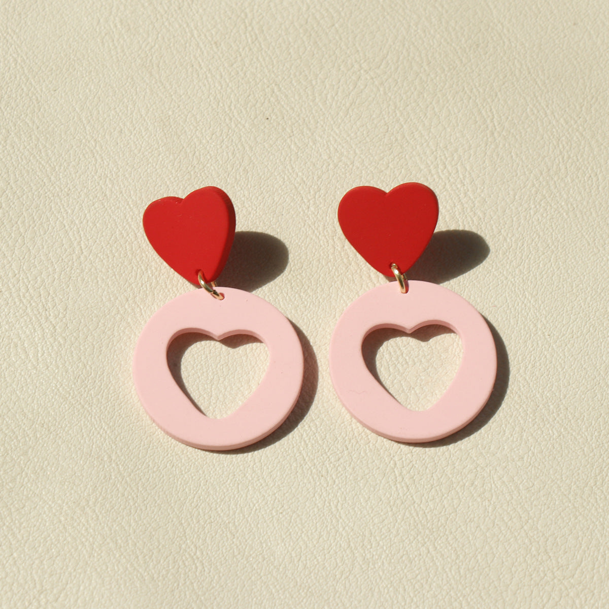 Wholesale Valentine's Day Red Pink Heart Leopard Print Long Retro Acrylic Earrings