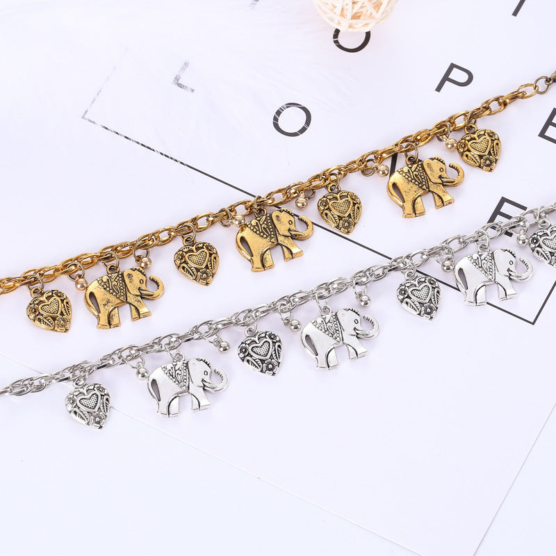 Wholesale Vintage Carved Elephant Heart Alloy Bracelets
