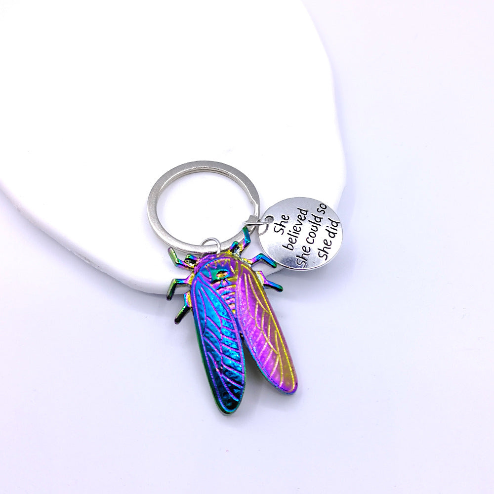 Wholesale Stainless Steel Colorful Dragonfly Keychains