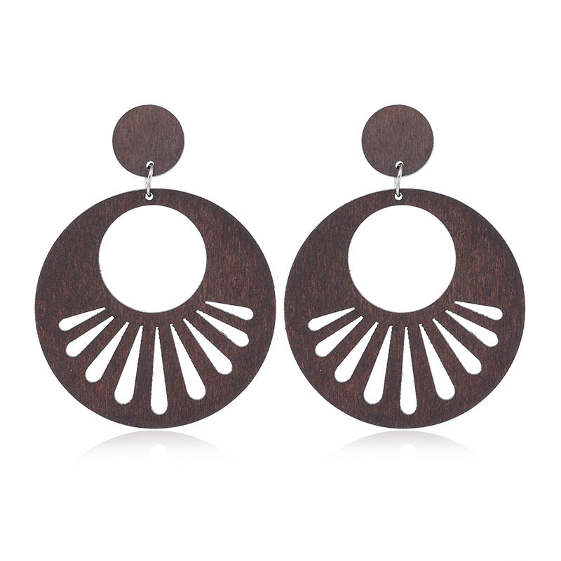 Pendientes de madera huecos geométricos al por mayor