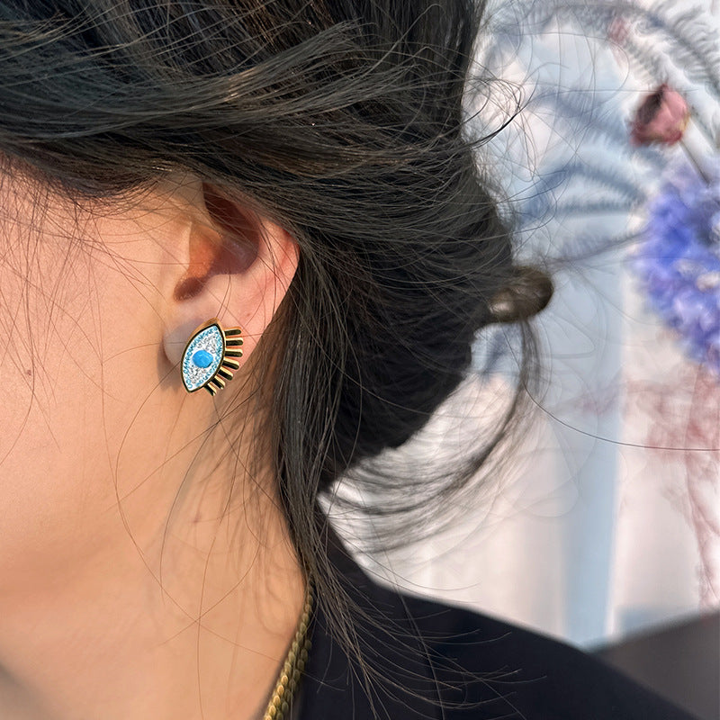 Wholesale Gute Double Layer Necklace Devil Eyes Earrings Ring Jewelry Set