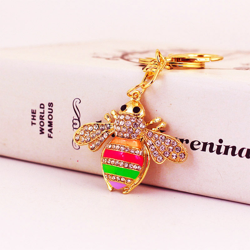 Wholesale Creative Crystal Diamond Bee Keychain