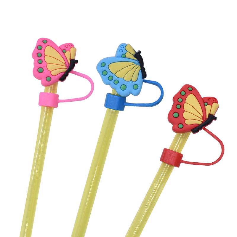 Wholesale 100PCS/PACK Cartoon Love Silicone Straw Sets