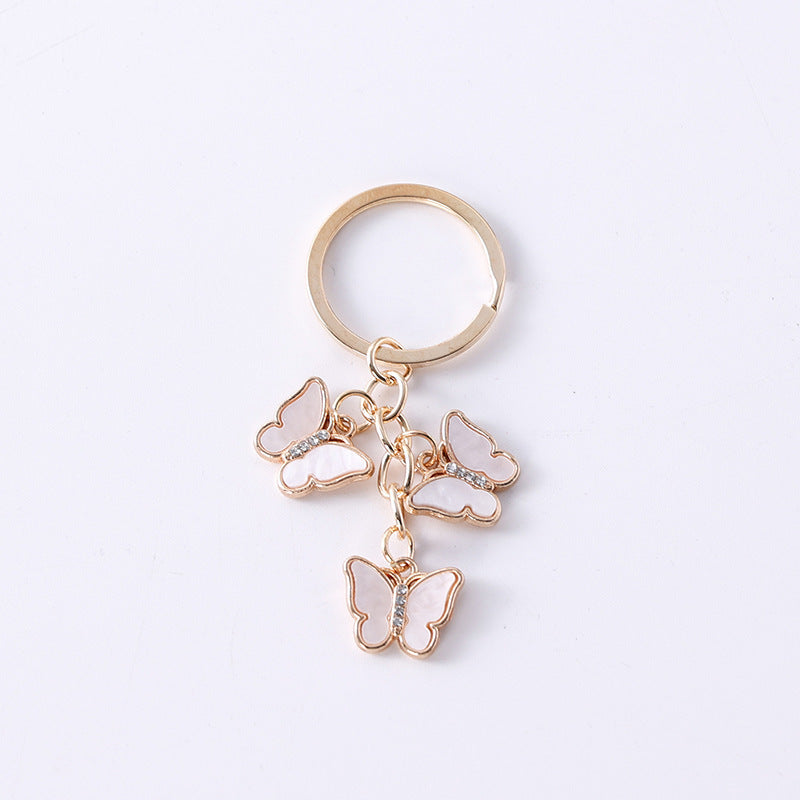Wholesale Oil dripping diamond alloy colorful butterfly keychain