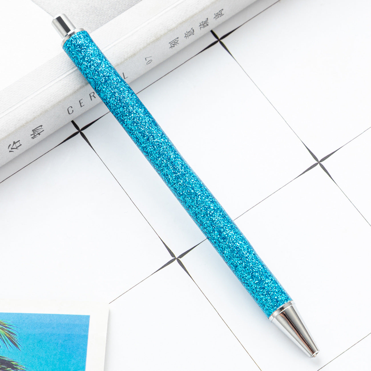 Wholesale Gold Powder Foreskin Pu Multi-color Metal Push Ballpoint Pen