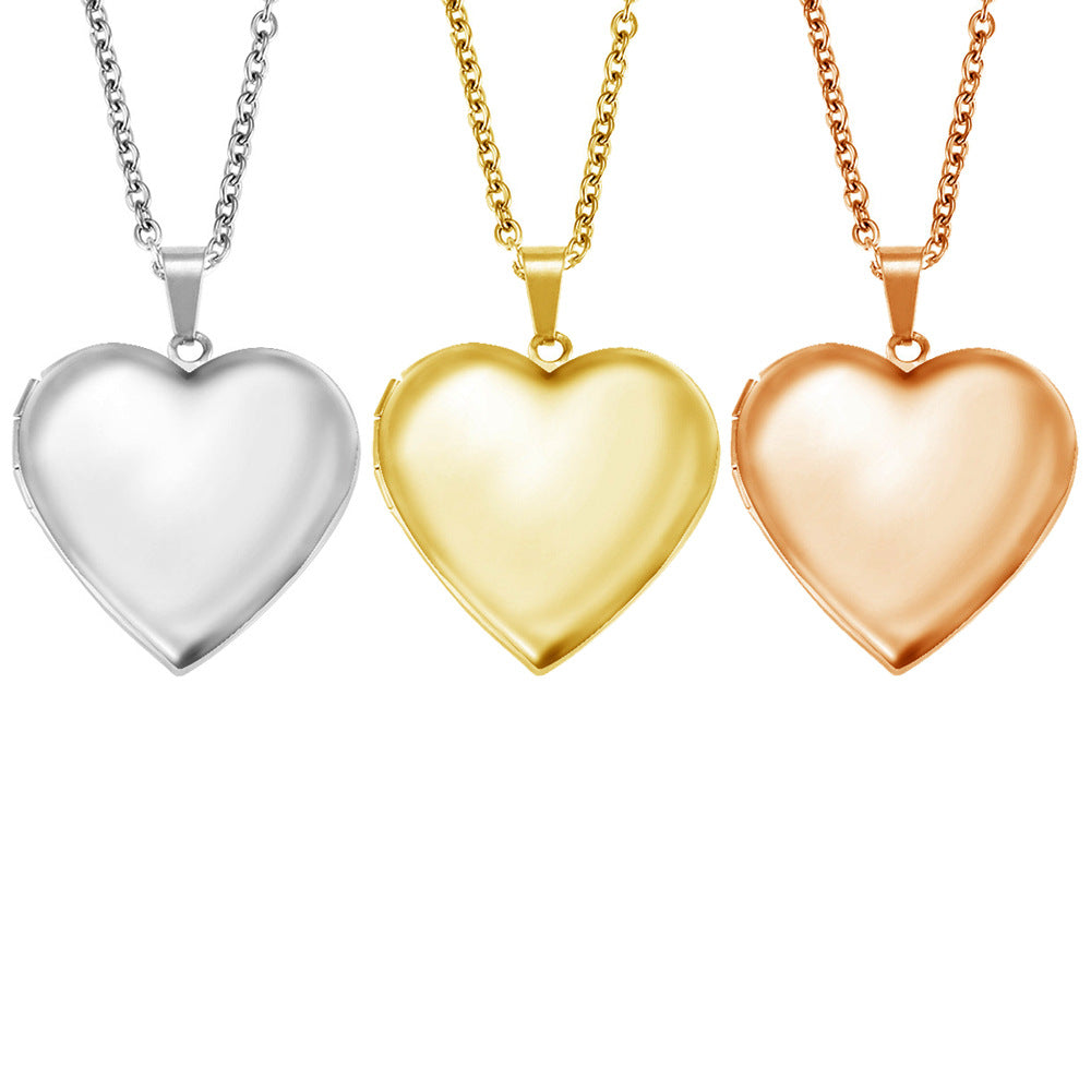Closure love smooth photo clavicle chain pendant necklace