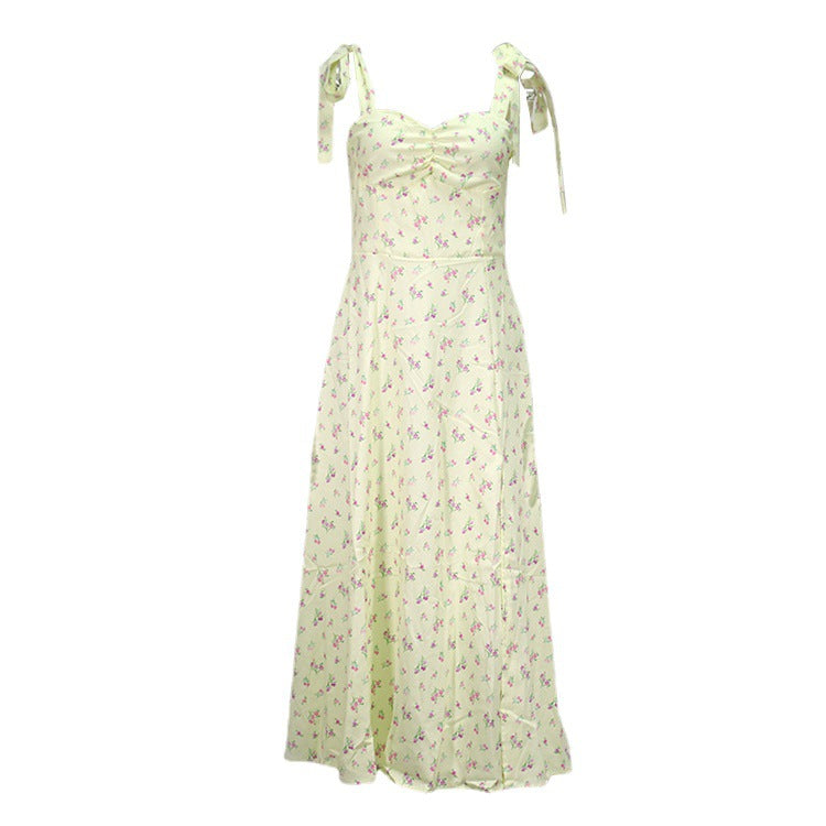 Wholesale Suspender Sexy Floral Bottom Slit Dress