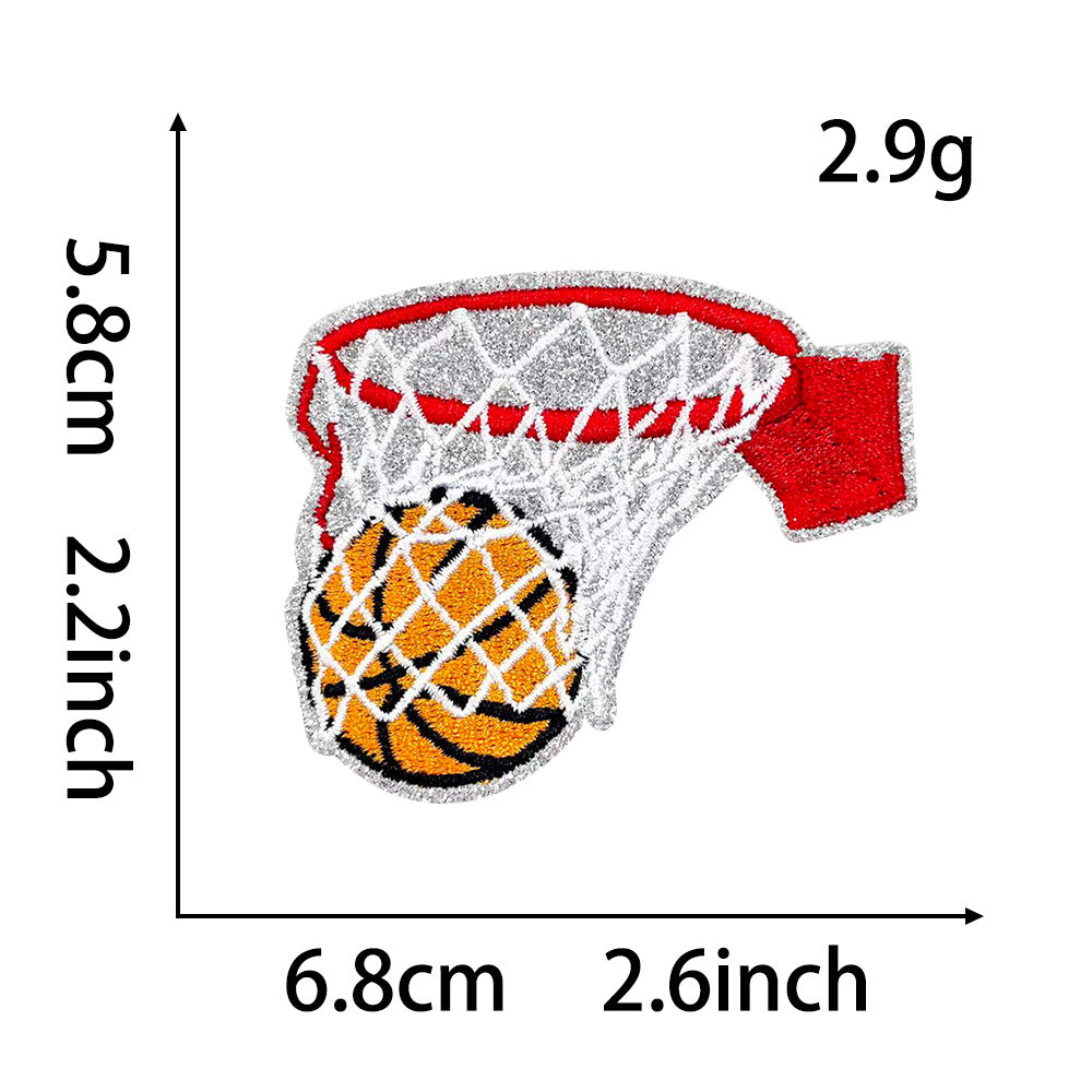Wholesale Sequined Basketball Patch DIY Iron On Embroidered Badge Stylish Coat Decorative Accessory
