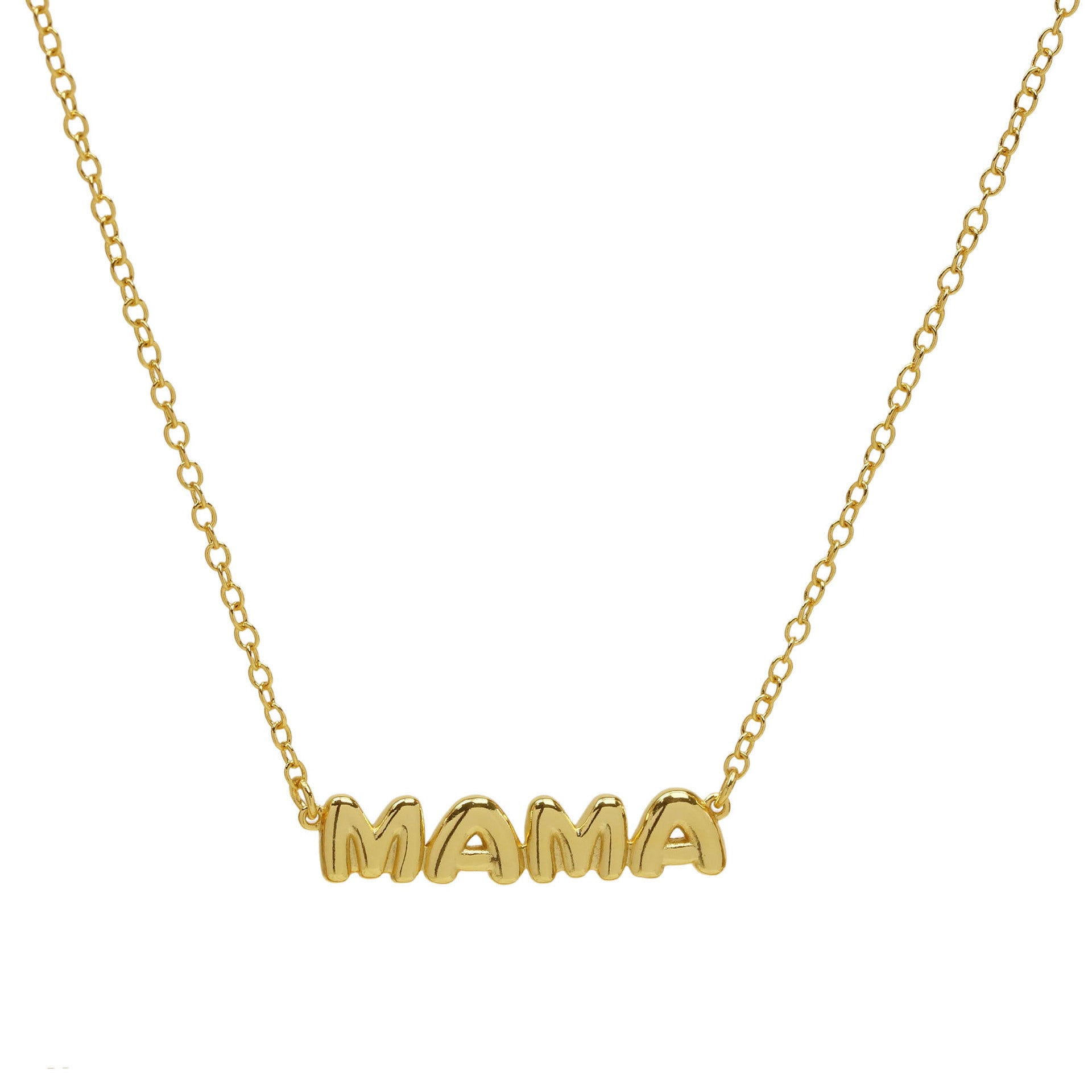 Wholesale Trendy 18k Gold-tone Brass Glossy Bubble Feel LOVE MAMA XOXO Pendant Necklace