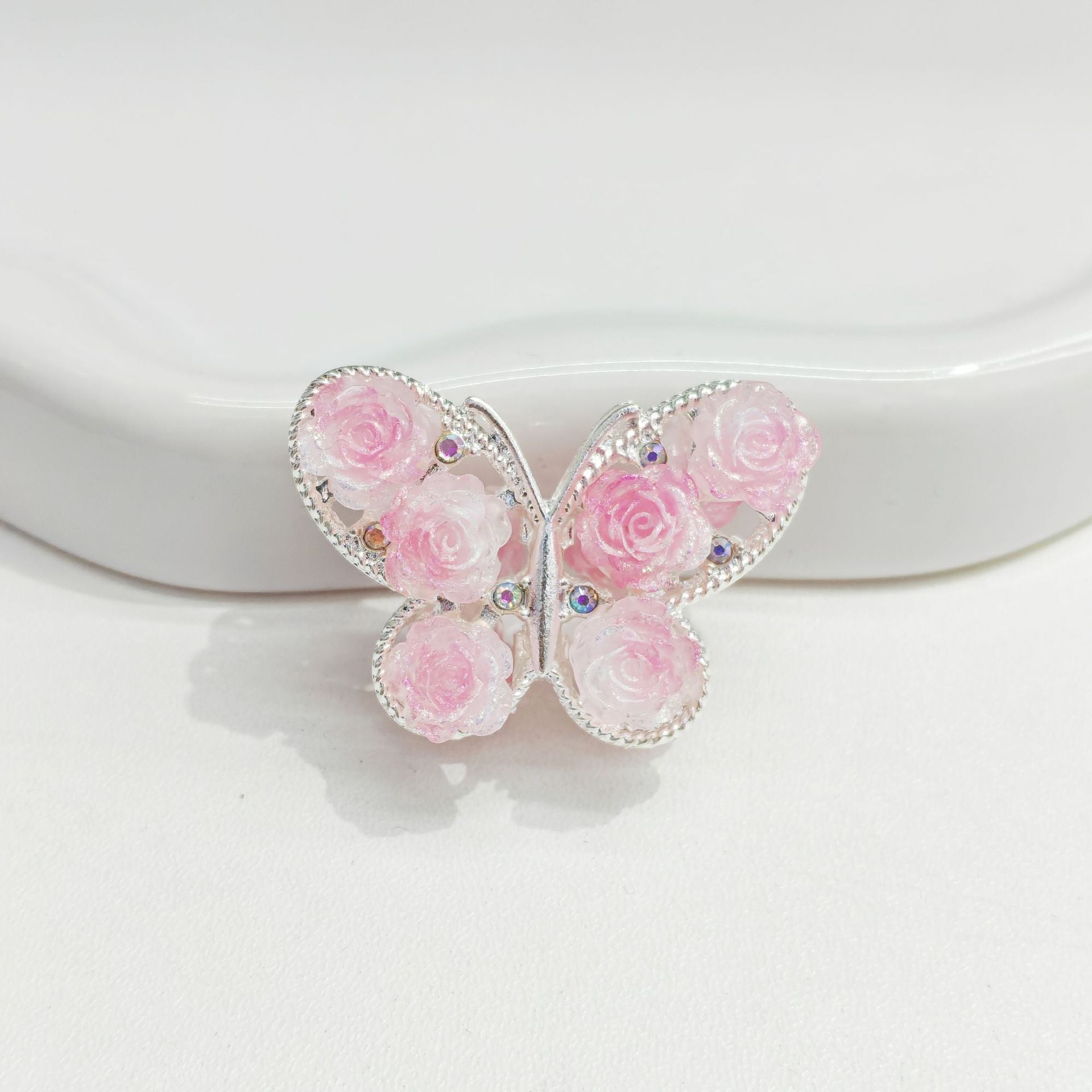 Wholesale 10pcs Retro Rose Butterfly Alloy Diamond Ball Beads