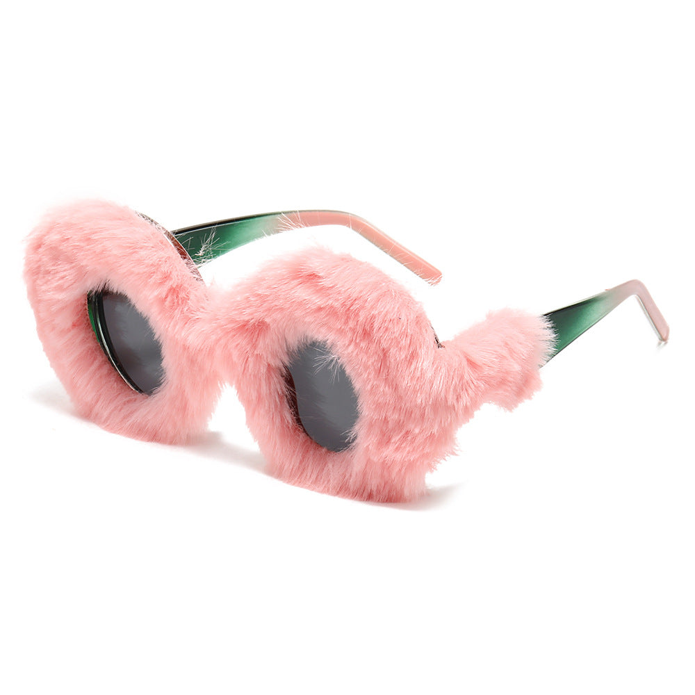 Wholesale Plush Versatile Personality Round Fashion Sunglasses
