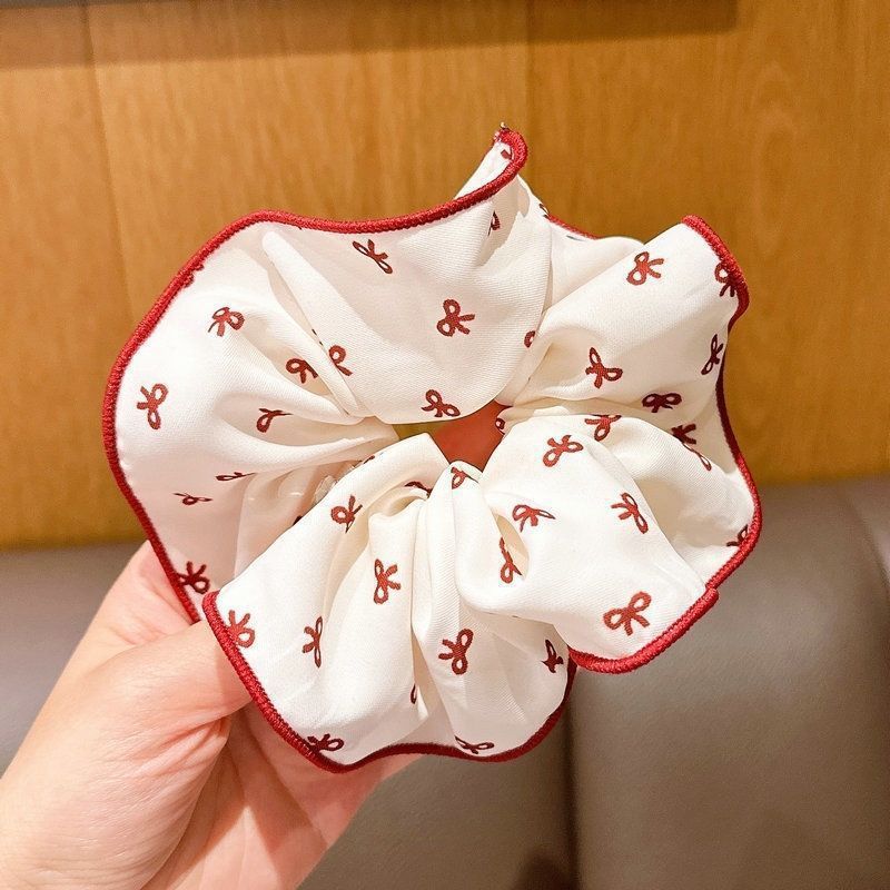 Wholesale Red Sweet Polka Dot Bow Scrunchie Ponytail Bun Hair Scrunchies