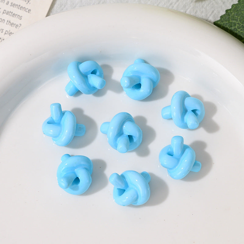 Wholesale 10pcs Acrylic Candy Color Rope Knot Straight Hole  Acrylic Beads