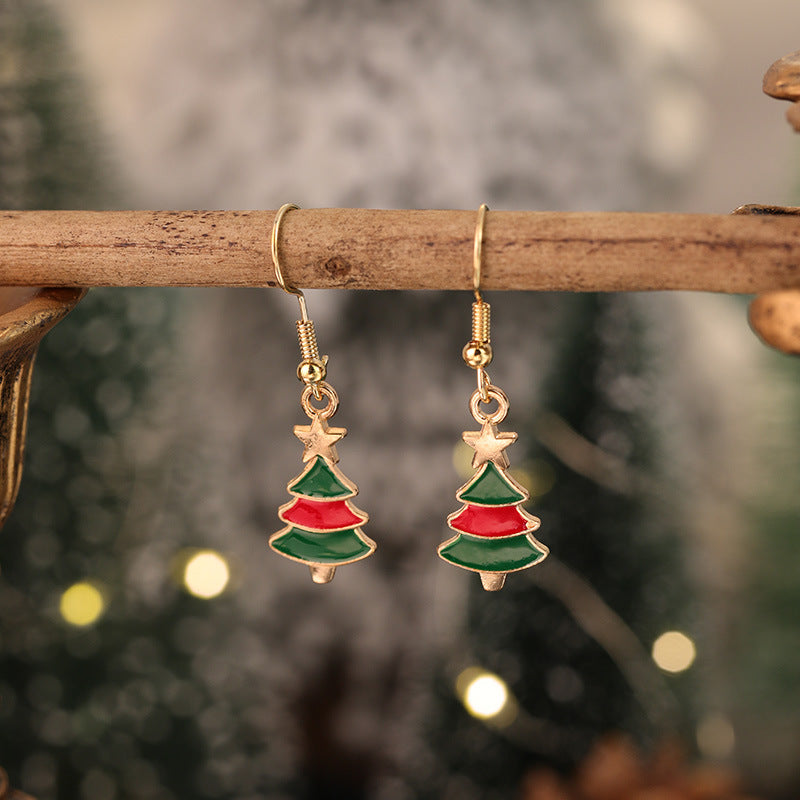 Wholesale Red and Green  Snowman Christmas Hat Earrings