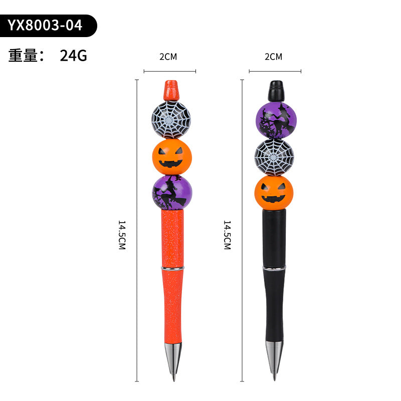 Wholesale Beaded Pens Fun Halloween Pumpkin Spider Solid Wood