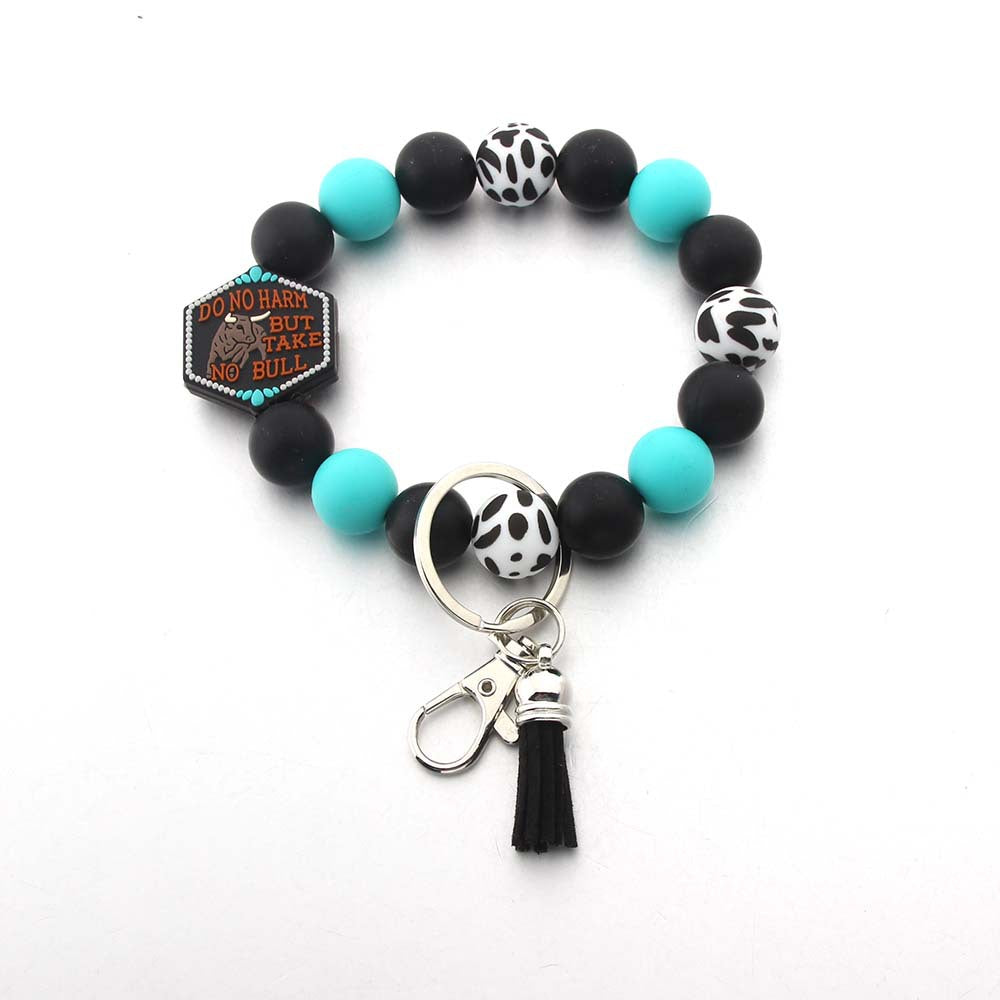 Wholesale Cartoon Animal Western Cowboy Silicone Tassel Bracelet Keychain