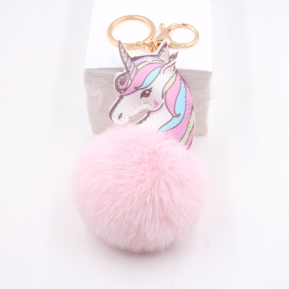 Wholesale Unicorn Fur Ball Car Keychain Bag Charm Pendant Cute Cartoon Toy Decorative Accent For Everyday Use Party Boutique