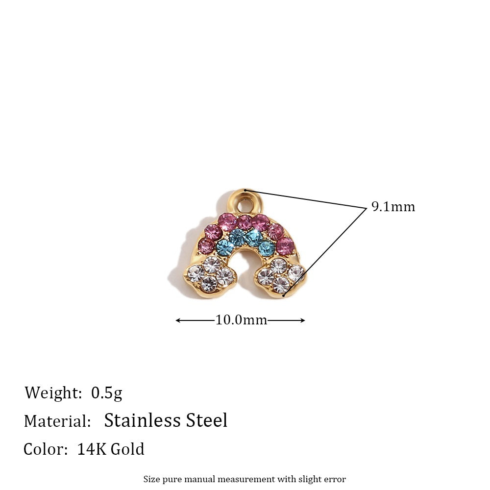 Wholesale Gold heart-shaped geometric pendant with tiny colored diamonds