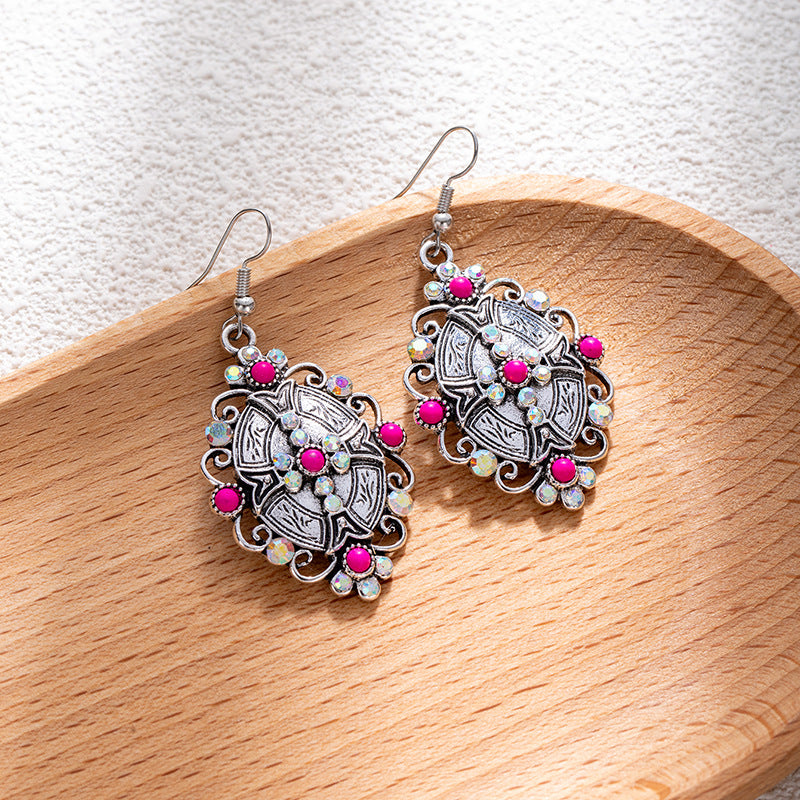 Wholesale Bohemian style turquoise flower earrings